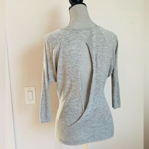 Y2K Guess Heather Gray Knit Top Open Back Shoulder Cashmere Blend XS Balletcore